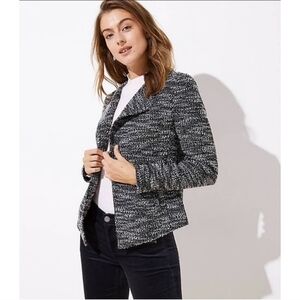 LOFT Blue and White Tweed Jacket Sz XXSP